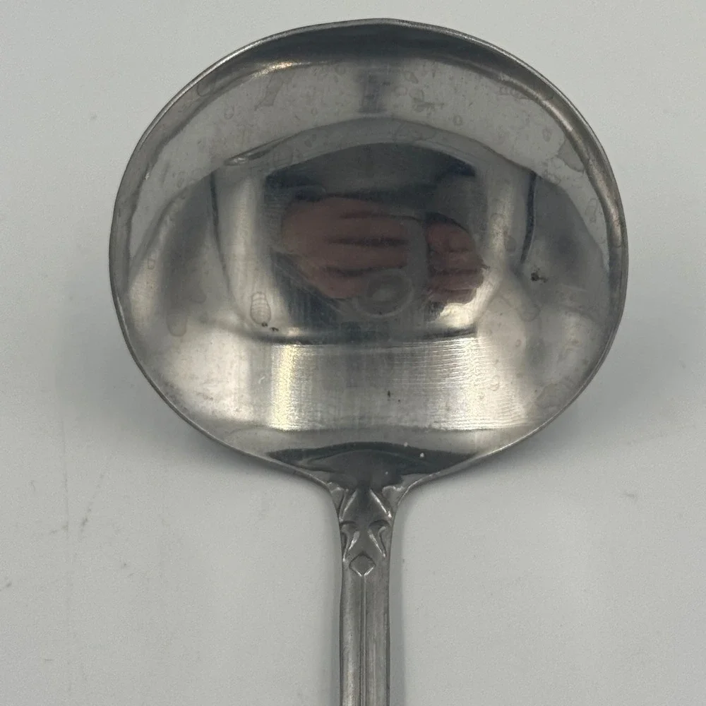 National Stainless Nancy Gravy Ladle Japan Floral Scroll‎ Pattern Sauce Spoon
